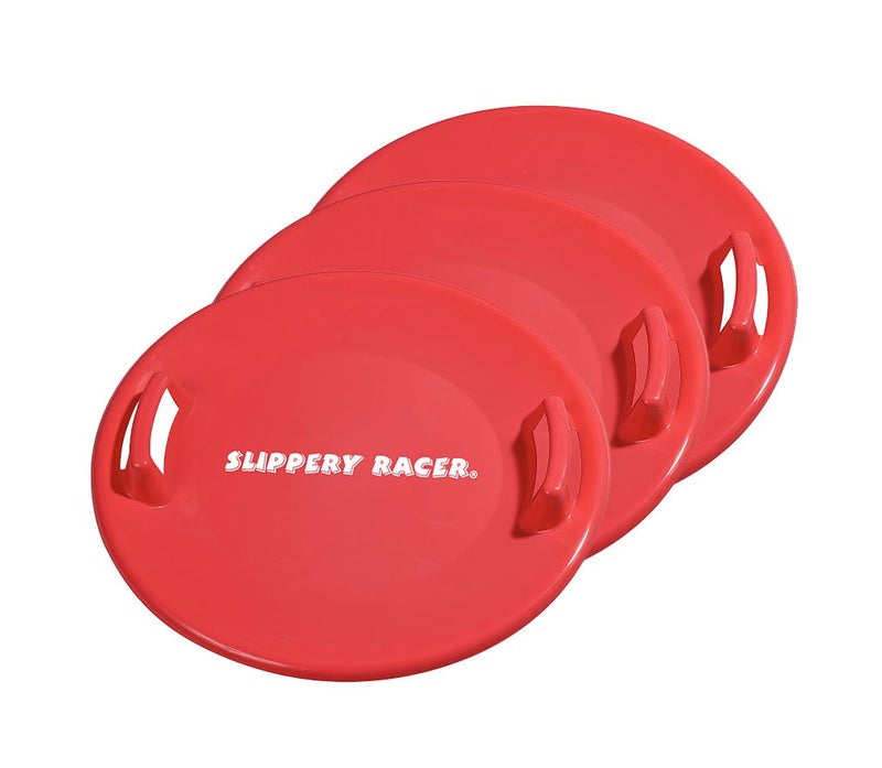 Slippery Racer Heavy-Duty Cold Resistant Downhill Pro Adults and Kids Plastic Outdoor Winter Saucer Disc Snow Sled with Handles (RED, 3) - Image 1